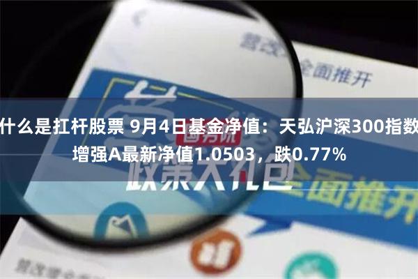 什么是扛杆股票 9月4日基金净值：天弘沪深300指数增强A最新净值1.0503，跌0.77%