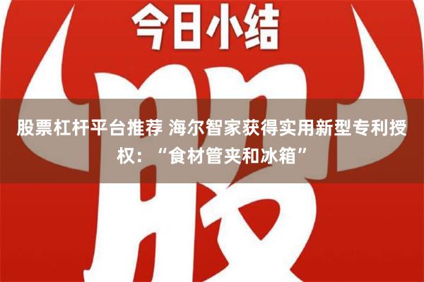 股票杠杆平台推荐 海尔智家获得实用新型专利授权：“食材管夹和冰箱”