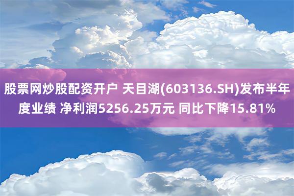 股票网炒股配资开户 天目湖(603136.SH)发布半年度业绩 净利润5256.25万元 同比下降15.81%